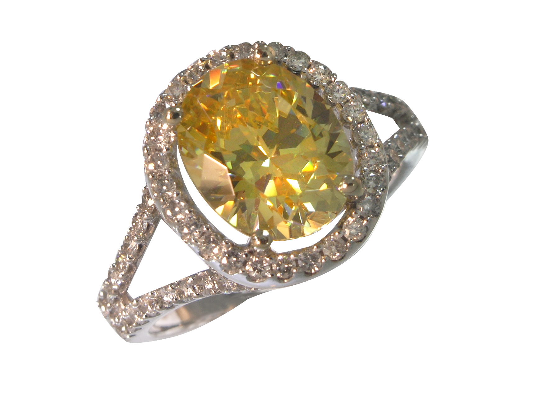 Oval Citrine and Diamond Ring